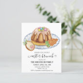 Uitnodiging voor Pasen brunch watervlekken cake ko (Staand voorkant)