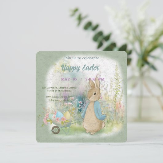 uitnodiging voor Pasen met Peter Rabbit (Staand voorkant)