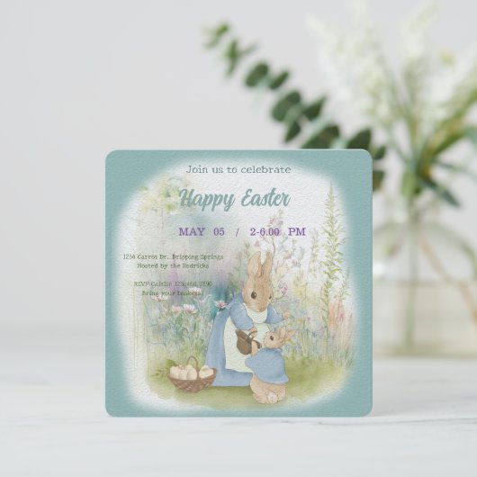 uitnodiging voor Pasen met Peter Rabbit (Staand voorkant)