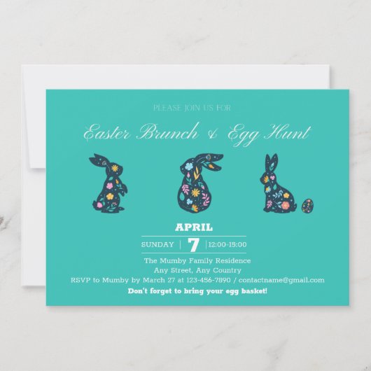 Uitnodiging voor Pasenfeest Pasen Brunch & Eierenj (Voorkant)