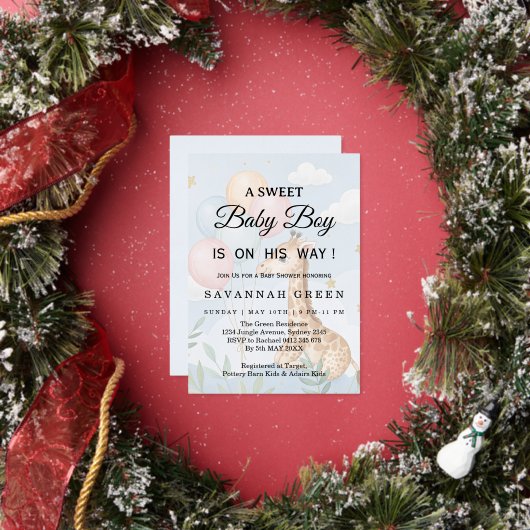 Uitnodiging voor Pastel Waterverf Giraffe Baby Jon (Insitu)