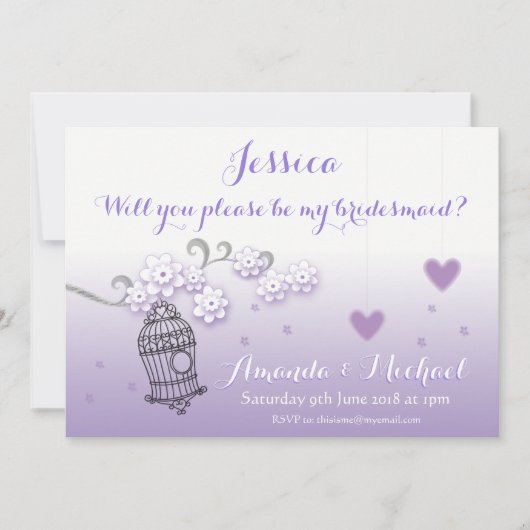 Uitnodiging voor pastelvogels voor bruiloft Brides (Voorkant)