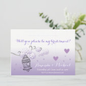 Uitnodiging voor pastelvogels voor bruiloft Brides (Staand voorkant)