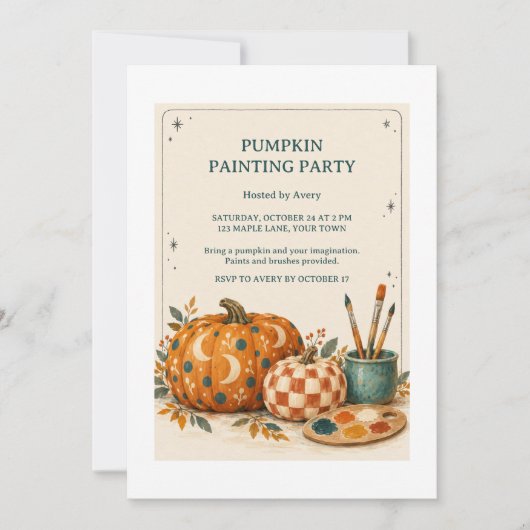 Uitnodiging voor Patch and Paint Pumpkin-schilderf (Voorkant)