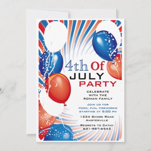 Uitnodiging voor patriottische ballonnen (Voorkant)