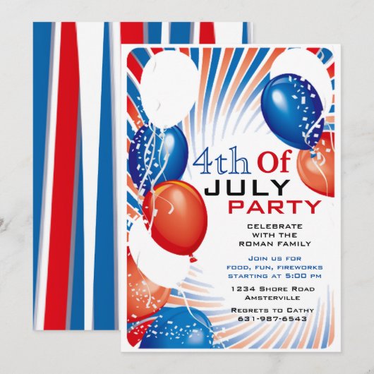 Uitnodiging voor patriottische ballonnen (Voorkant / Achterkant)