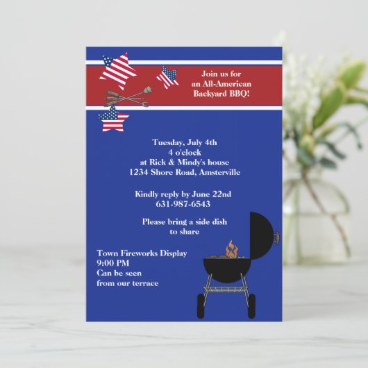 Uitnodiging voor patriottische partij BBQ (Staand voorkant)