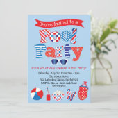 Uitnodiging voor patriottische pool - rood-wit bla (Staand voorkant)