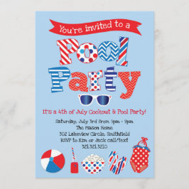 Uitnodiging voor patriottische pool - rood-wit bla