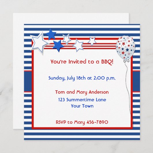 Uitnodiging voor patriottische sterren en Stripes (Voorkant / Achterkant)