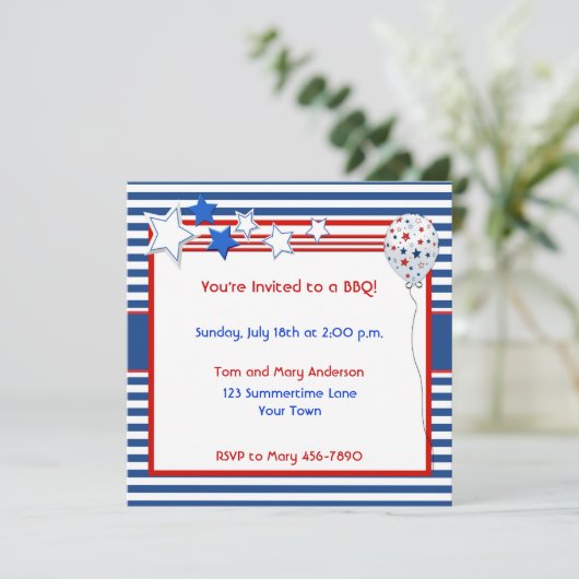 Uitnodiging voor patriottische sterren en Stripes (Staand voorkant)