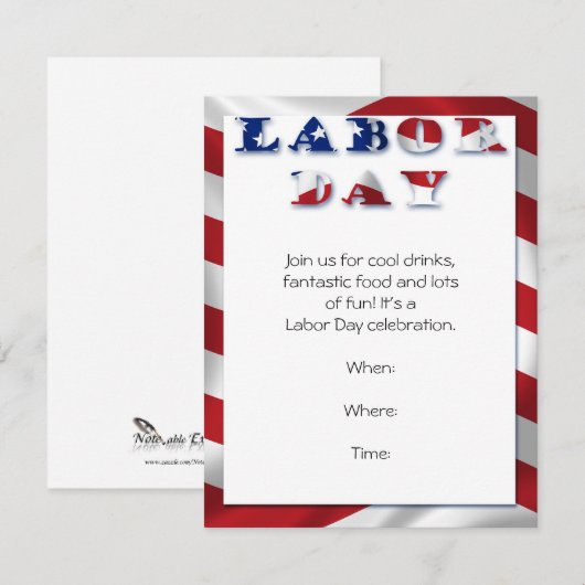 Uitnodiging voor patriottische vlaggendag-arbeidsd (Voorkant / Achterkant)