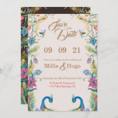 Uitnodiging voor pauw-thema bruiloft (Voorkant / Achterkant)