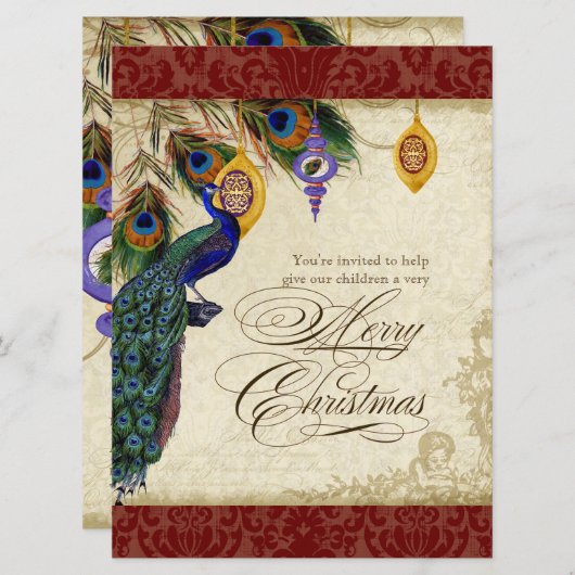 Uitnodiging voor Pauw & Veer Kerstfeest Borrel (Voorkant / Achterkant)