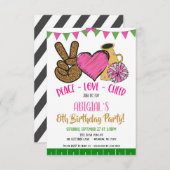 Uitnodiging voor Peace Love Cheer Party (Voorkant / Achterkant)