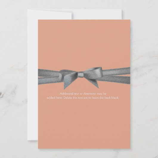 Uitnodiging voor Peach & Silver Bow Engagement Par (Achterkant)