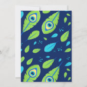 Uitnodiging voor Peacock-baby shower (Achterkant)