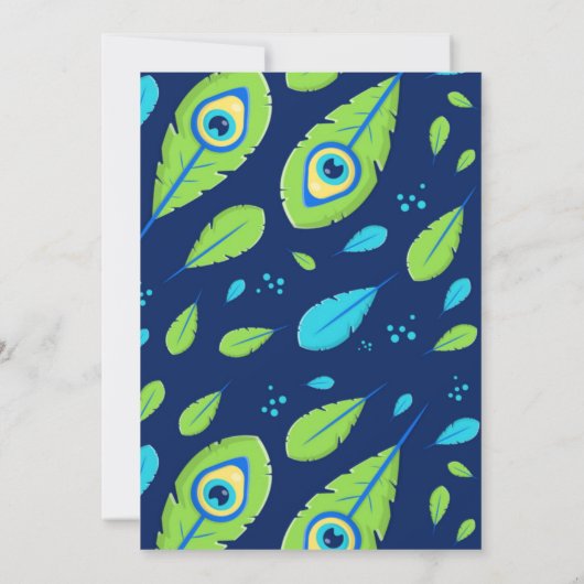 Uitnodiging voor Peacock-baby shower (Achterkant)