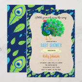 Uitnodiging voor Peacock-baby shower (Voorkant / Achterkant)