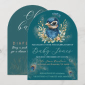 Uitnodiging voor Peacock Baby shower (Voorkant / Achterkant)