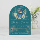 Uitnodiging voor Peacock Baby shower (Staand voorkant)