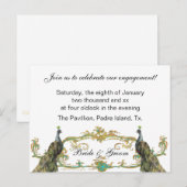 Uitnodiging voor Peacock & Gold Engagement Party (Voorkant / Achterkant)