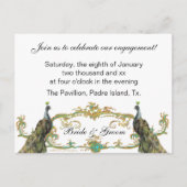 Uitnodiging voor Peacock & Gold Engagement Party (Voorkant)