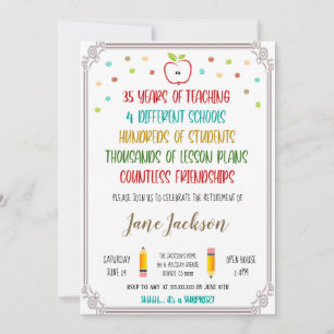 Uitnodiging voor pensioen van leraar