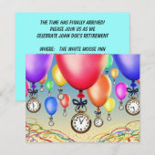 UITNODIGING VOOR PENSIOENFEEST ~ BALLONNEN & HORLO (Voorkant / Achterkant)