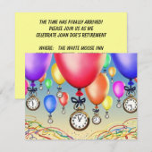 UITNODIGING VOOR PENSIOENFEEST ~ BALLONNEN & HORLO (Voorkant / Achterkant)