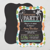 Uitnodiging voor pensioenfeest; kleurrijke retro a (Voorkant / Achterkant)