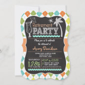 Uitnodiging voor pensioenfeest; kleurrijke retro a (Voorkant)