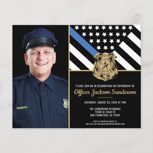 Uitnodiging voor pensioenfeest politie met foto (Voorkant)