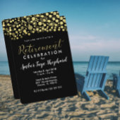 Uitnodiging voor pensioenfeest, zwart en goud