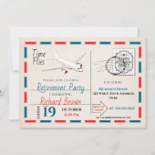 Uitnodiging voor  pensionering met vliegtuig (Voorkant)