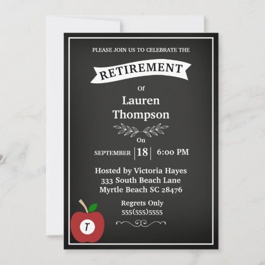 Uitnodiging voor pensionering van krijtbordleraar (Voorkant)