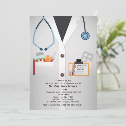 Uitnodiging voor pensionering van medisch personee (Staand voorkant)