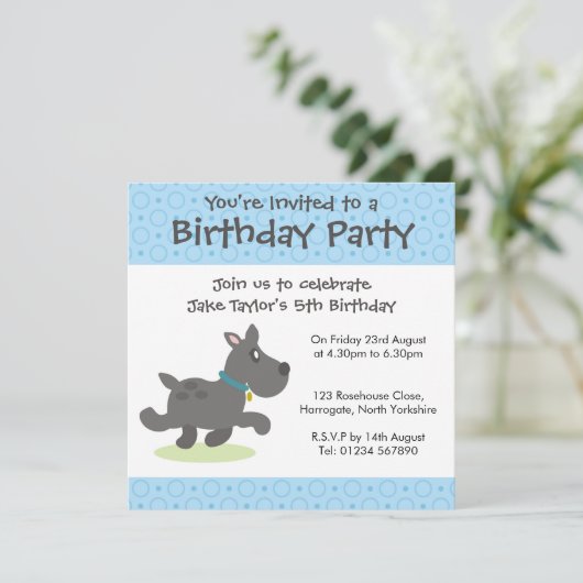 Uitnodiging voor persoonlijk gebruik - Zwarte hond (Staand voorkant)