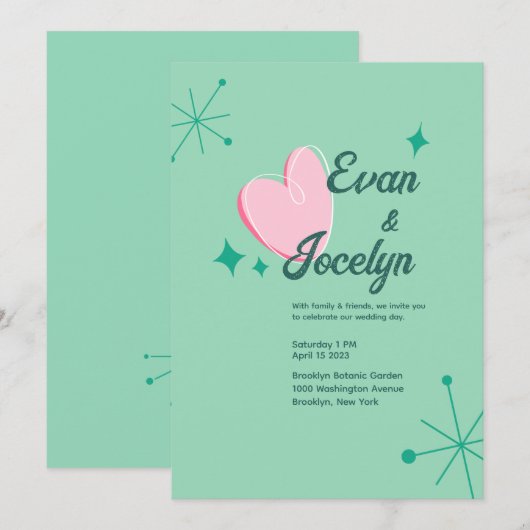 Uitnodiging voor persoonlijk huwelijk (Voorkant / Achterkant)