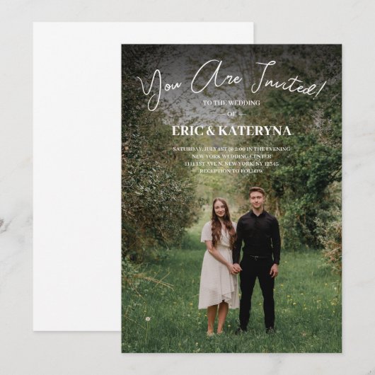 Uitnodiging voor persoonlijk huwelijk met foto (Voorkant / Achterkant)