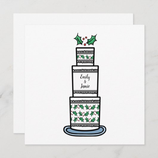 Uitnodiging voor persoonlijk kersthuwelijk (Voorkant / Achterkant)