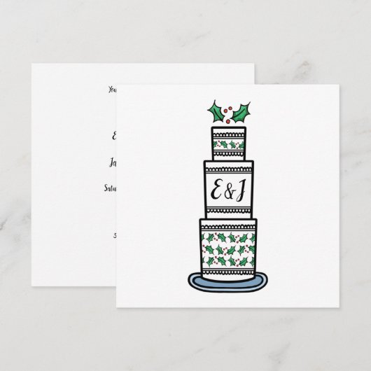 Uitnodiging voor persoonlijk kersthuwelijk (Voorkant / Achterkant)