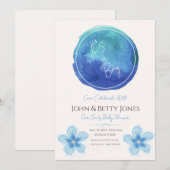 Uitnodiging voor persoonlijk Waterverf Baby shower (Voorkant / Achterkant)