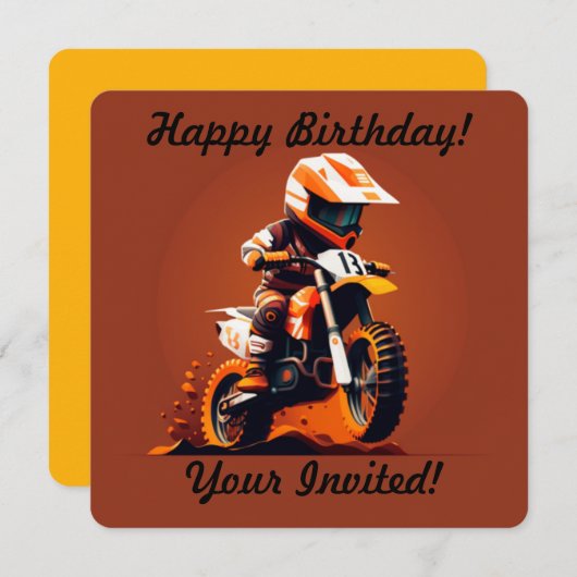 Uitnodiging voor persoonlijke Boy Motocross (Voorkant / Achterkant)