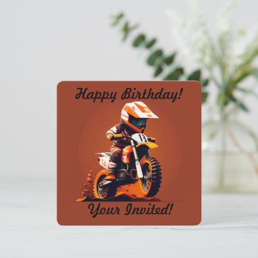 Uitnodiging voor persoonlijke Boy Motocross (Staand voorkant)