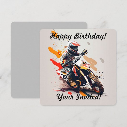 Uitnodiging voor persoonlijke Boy Motocross (Voorkant / Achterkant)