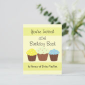 Uitnodiging voor persoonlijke cupcake Birthday (Staand voorkant)