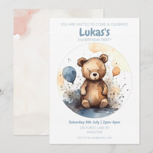 Uitnodiging voor persoonlijke kinderen op zaterdag (Voorkant / Achterkant)