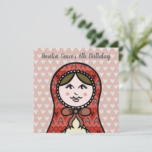 Uitnodiging voor persoonlijke Russische Doll Matry (Staand voorkant)