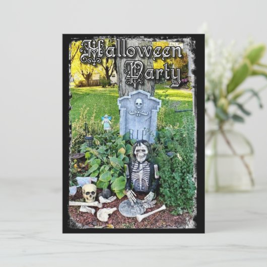 Uitnodiging voor persoonlijke Skeleton Halloween-p (Staand voorkant)